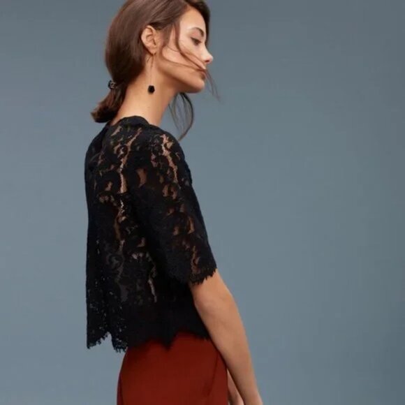 Aritzia Wilfred Black Lace Lapointe Blouse - Size XS - Picture 3 of 3
